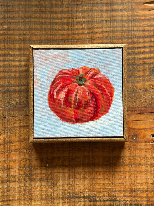 tomato on blue