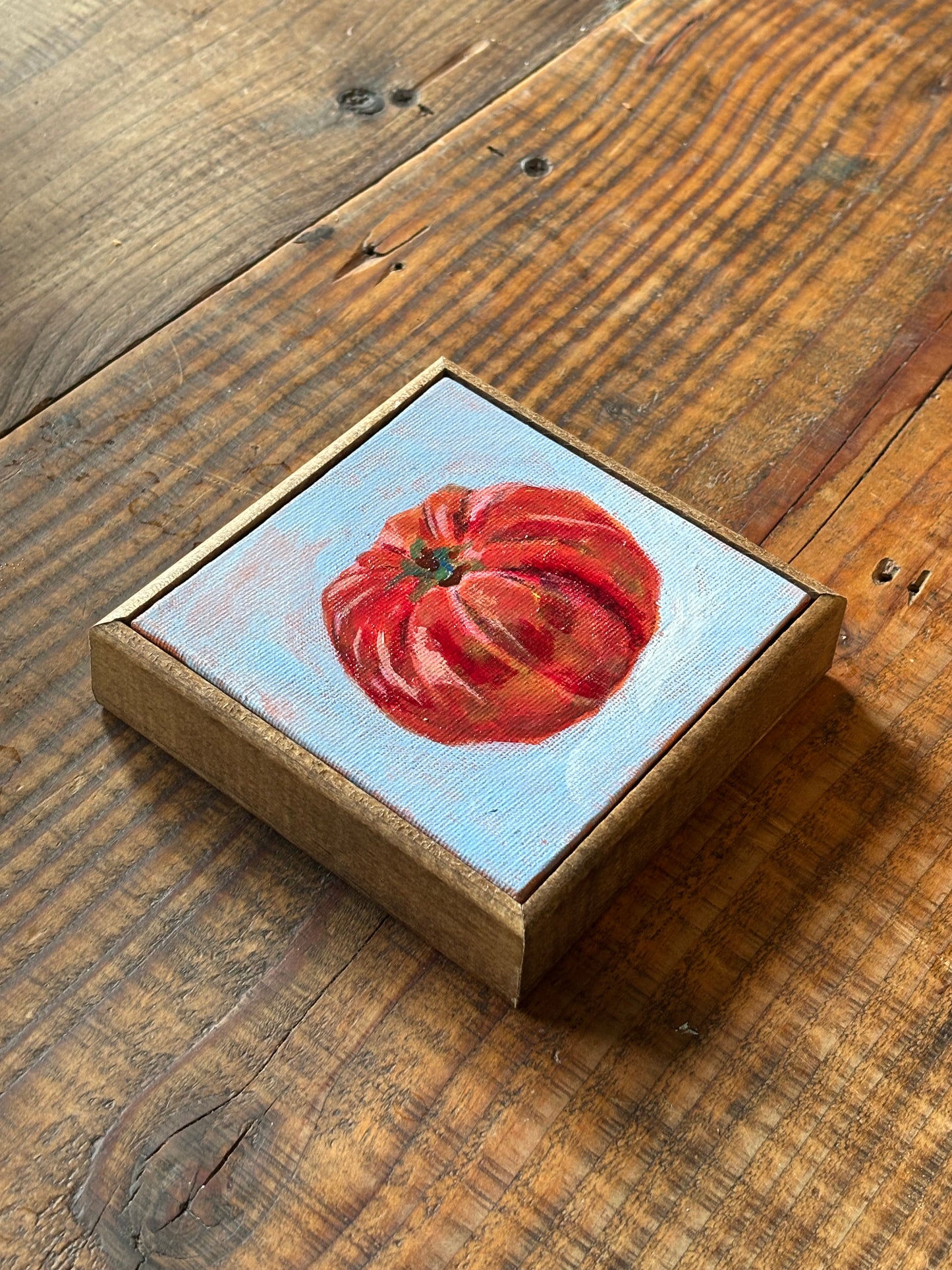 tomato on blue